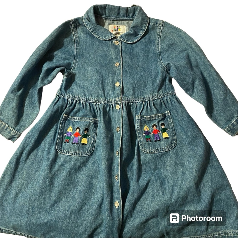 Newton Trading Co Save The Children Vintage Long Sleeve Denim Dress Kids Size 6